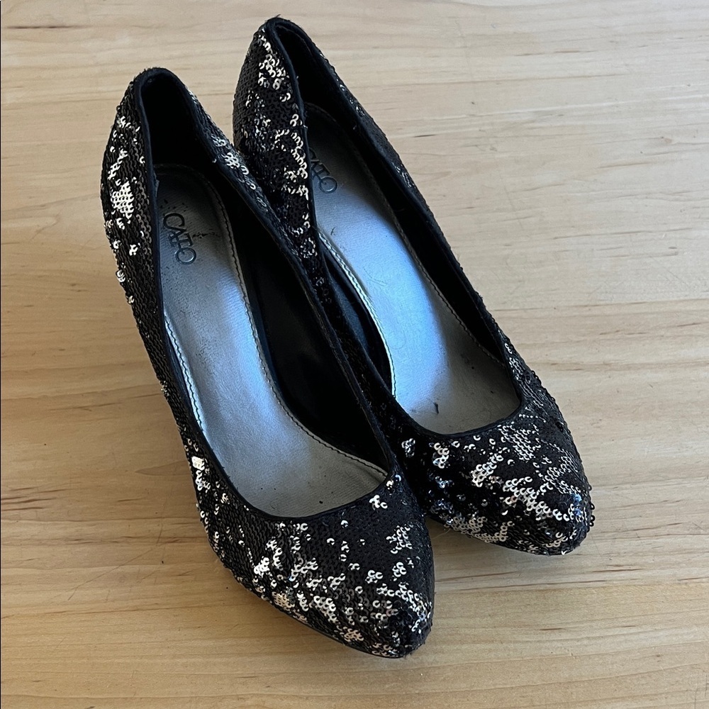 Cato Black Sequin Heels